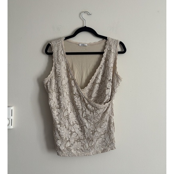 Vintage Y2K 2000s Cache Lace Cami Tank Sleeveless Top Stretch V Neck Boho Large - Picture 1 of 6